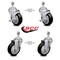 Service Caster 4 Inch Black Polyurethane Wheel Swivel 12mm Threaded Stem Caster Brake, 2PK SCC-TS20S414-PPUB-BLK-TLB-M1215-2-S2 - alternate 1
